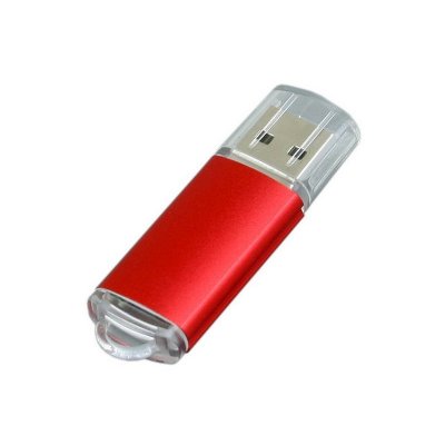 USB 2.0- флешка на 64 Гб с прозрачным колпачком, красный