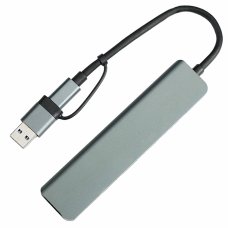 USB-хаб STEM 7 в 1, серый, алюминий USB-хаб STEM 7 в 1, серый, алюминий