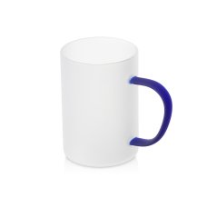 Стеклянная матовая кружка Акцент с цветной ручкой для сублимации, синий Стеклянная матовая кружка Акцент с цветной ручкой для сублимации, синий