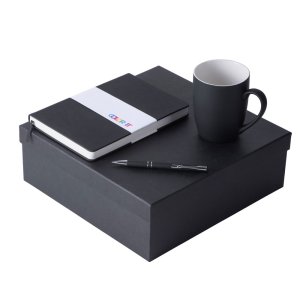 Подарочный набор с блокнотом С3, металлической ручкой и кружкой, черный