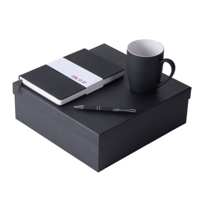 Подарочный набор с блокнотом С3, металлической ручкой и кружкой, черный
