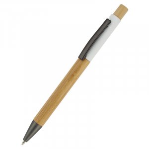 Ручка "Авалон" с корпусом из бамбука и софт-тач вставкой-S, белый