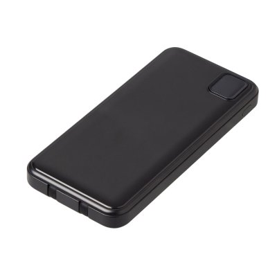 Внешний аккумулятор со встроенными кабелями Фрэйм Квик, быстрая зарядка, 10000мач, черный