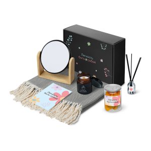 Подарочный набор Re:f. Shelter  с пледом, зеркалом, свечой и диффузором