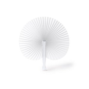 Складной круглый веер-пайпай с пластиковыми стержнями, белый