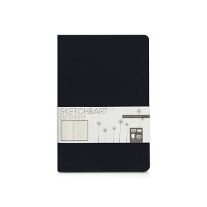 Скетчбук Sketch & Art в твердом переплете 143х216 мм, 100 л. бежевой бумаги 100 г/м2, черный