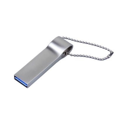 USB 2.0-флешка на 32 Гб с мини чипом и боковым отверстием для цепочки, серебристый