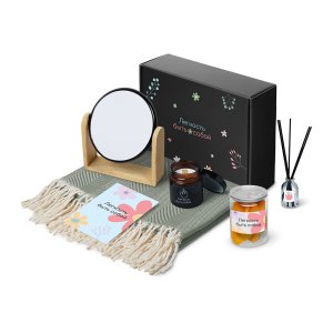 Подарочный набор Re:f. Shelter  с пледом, зеркалом, свечой и диффузором