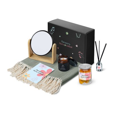 Подарочный набор Re:f. Shelter  с пледом, зеркалом, свечой и диффузором