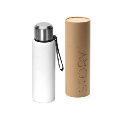 Вакуумный термос Story c покрытием powder, тубус, белый