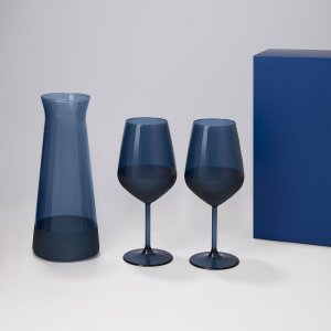 Подарочный набор декантер + 2 бокала для вина Sapphire в синей коробке