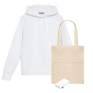 Набор с одеждой ALEX (худи, аккумулятор, шоппер), белый, L Набор с одеждой ALEX (худи, аккумулятор, шоппер), белый, L