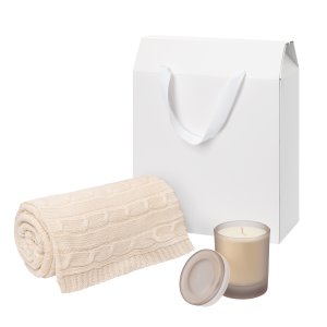 Подарочный набор Mizu, Fado, бежевый (свеча, плед) Подарочный набор Mizu, Fado, бежевый (свеча, плед)