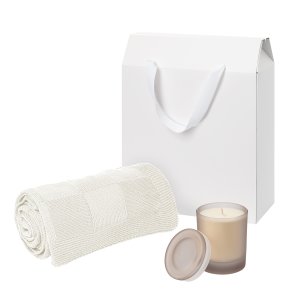 Подарочный набор Mizu, Cella, бежевый (свеча, плед) Подарочный набор Mizu, Cella, бежевый (свеча, плед)