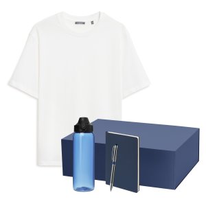Набор с одеждой RUST NEO (футболка, бутылка, ежедневник, ручка), белый/синий, XS/S Набор с одеждой RUST NEO (футболка, бутылка, ежедневник, ручка), белый/синий, XS/S