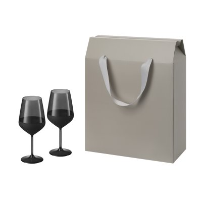 Подарочный набор 2 бокала для вина Black Edition в большом подарочном пакете