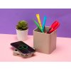 Настольный органайзер Cubic из пшеничного волокна с функцией беспроводной зарядки и выходами USB