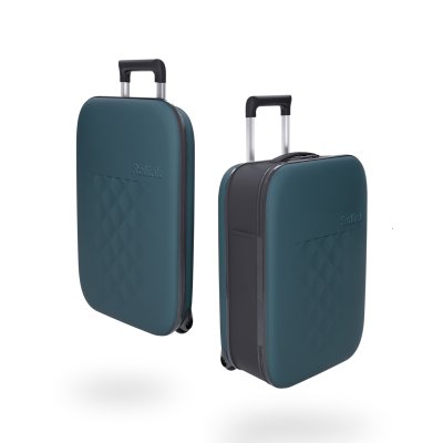 Чемодан складной Rollink Vega II 55x40x20 см, 2 колеса, сине-зеленый