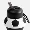 Складная бутылка для воды Football Flex, белая с черным