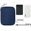 Подарочный набор с флешкой, повербанком и ручкой, темно-синий/серебристый