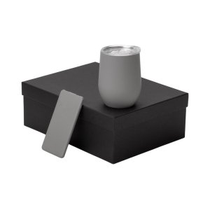 Подарочный набор с термокружкой и повербанком С1, 5000 mAh, серый