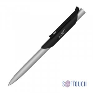 Ручка шариковая "Skil", покрытие soft touch, цвет черный с серебристым