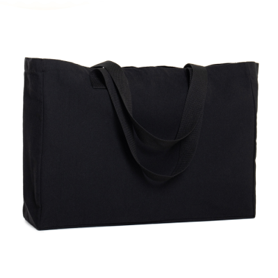 Сумка шопер с кнопкой полиэстер/хлопок 48*32*12, 340, 252, Чёрный