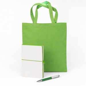 Набор подарочный COMBI SET: бизнес-блокнот, ручка, сумка, бело-зеленый Набор подарочный COMBI SET: бизнес-блокнот, ручка, сумка, бело-зеленый