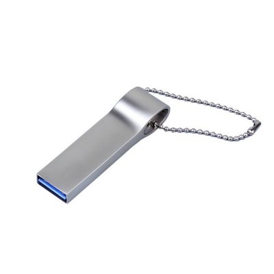 USB 3.0-флешка на 64 Гб с мини чипом и боковым отверстием для цепочки, серебристый