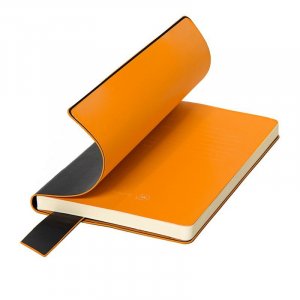 Бизнес-блокнот "Trendi", 130*210 мм, черно-оранжевый, мягкая обложка, в линейку