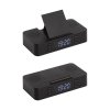 Настольные часы "Smart Box" с bluetooth колонкой (2х3Вт), беспроводным (15W) зарядным устройством и складной подставкой под смартфон, цвет черный