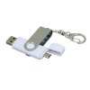 USB 2.0- флешка на 64 Гб с поворотным механизмом и дополнительным разъемом Micro USB, белый/серебристый