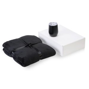 Подарочный набор Dreamy hygge 2.0 с пледом и термокружкой, черный