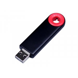 USB 3.0- флешка промо на 128 Гб прямоугольной формы, выдвижной механизм, черный/красный