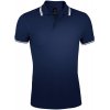Рубашка поло мужская Pasadena Men 200 с контрастной отделкой, темно-синяя с белым