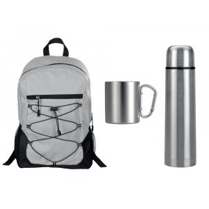 Подарочный набор с термосом и кружкой, серебристый/серый Подарочный набор с термосом и кружкой, серебристый/серый