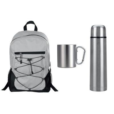 Подарочный набор с термосом и кружкой, серебристый/серый