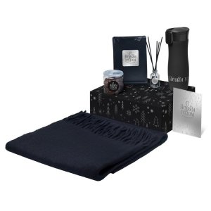 Подарочный набор с палантином и термокружкой, черный Подарочный набор с палантином и термокружкой, черный