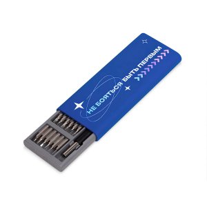 Отвертка с набором из 24 насадок Bits, темно-синий (уф печать)