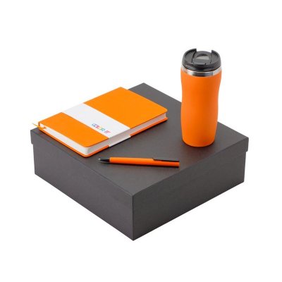 Подарочный набор c блокнотом С2, ручкой и термокружкой Mony Steel, оранжевый