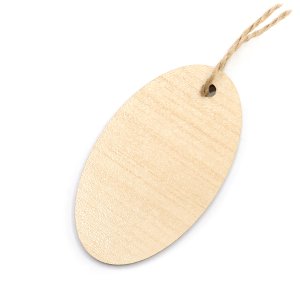 Бирка из ламинированного ХДФ на верёвке, Овальная Бирка из ламинированного ХДФ на верёвке, Овальная