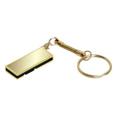 USB 2.0- флешка на 32 Гб с поворотным механизмом и зеркальным покрытием, золотистый