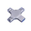 USB-флешка на 64 Гб 4 в 1 поворотный механизм, c дополнительными разъемами MicroUSB, TypeC и Lightning, серебристый