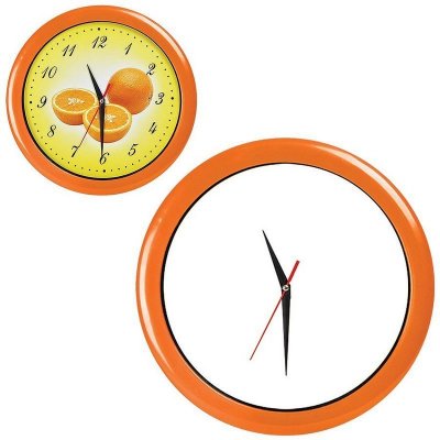 Часы настенные "ПРОМО" разборные ; оранжевый,D28,5 см; пластик