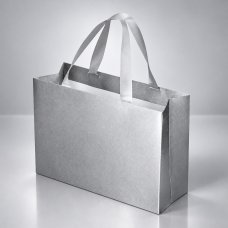 Пакет подарочный с тканевой ламинацией Сатин XL, серебристый 32×23×12 см., серебристые ручки Пакет подарочный с тканевой ламинацией Сатин XL, серебристый 32×23×12 см., серебристые ручки