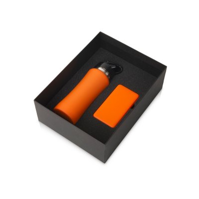 Подарочный набор с бутылкой для воды и повербанком С2, 10000 mAh, оранжевый
