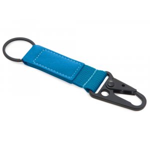 Брелок-ремувка Carabinier из ткани с вставкой из экокожи и карабином, синий