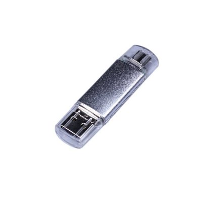 USB 2.0/micro USB/Type-C- флешка на 64 Гб, серебристый