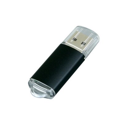 USB 2.0- флешка на 16 Гб с прозрачным колпачком, черный