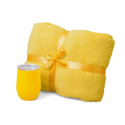 Подарочный набор Dreamy hygge 2.0 с пледом и термокружкой, желтый